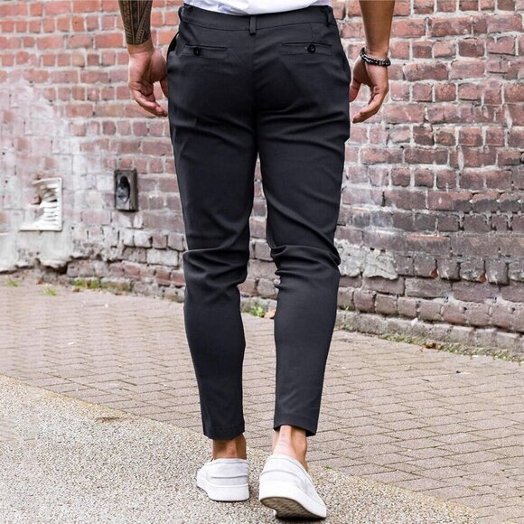 🆕Men Black Slim Fit Front Stretch Skinny Tapered Dress Pant Comfort Casual Pant - Picture 2 of 5